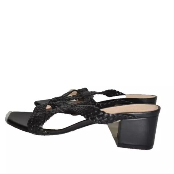 $450 STUART WEITZMAN ROSIE 50 WOVEN BRAIDED SLIDE SANDAL BLACK LEATHER 7 (DB8) - Picture 4 of 7
